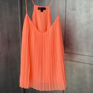 Pleated Loose Fitted Bright Coral Tank Top